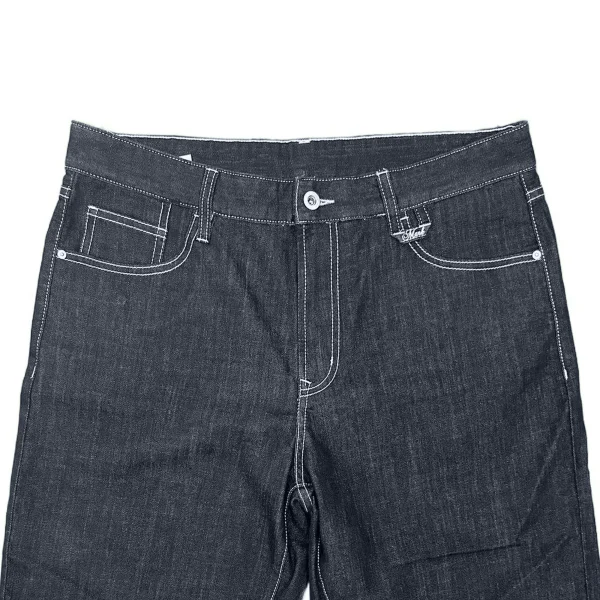 Summer Men's Loose Fit Denim Shorts High Waist Vintage Streetwear Embroidered Technics Dark Wash Wide Leg Pants Print - Image 3