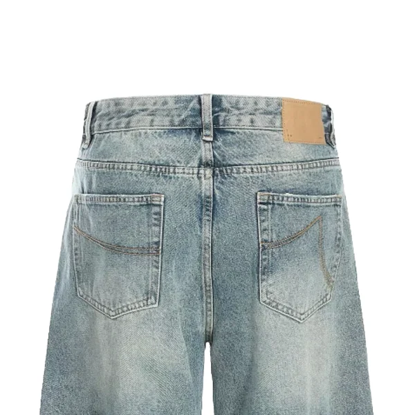 Autumn Style American High Street Punk Medium Washed Denim Straight Dragging Pants with Embroidery Loose Wide-Leg Streetwear - Image 4