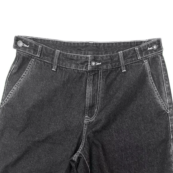 Men's Summer Casual Denim Shorts Y2K Style High Wide Leg Pants Embroidered Techniques Dark Bow Printed Patchwork - Image 3