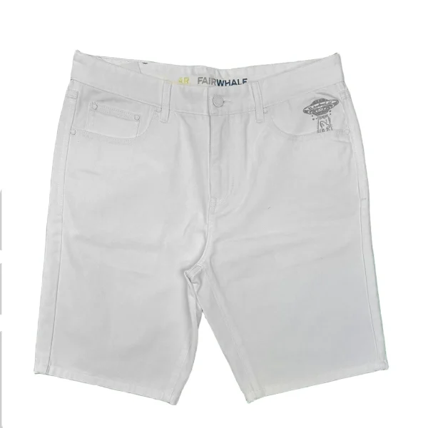 Men's Summer Casual Denim Shorts Y2K Streetwear High Loose White Color Wide Leg Pants Light Printed Cargo Shorts
