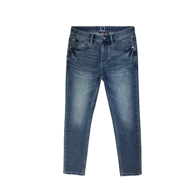 Autumn Men's Trendy Enzyme Washed Jeans 100% Cotton Streetwear High Street Style Y2K Button Decoration Summer Winter