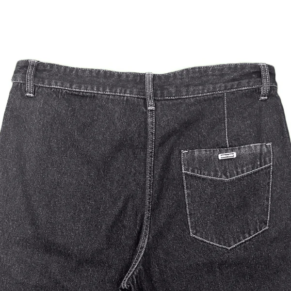 Men's Summer Casual Denim Shorts Y2K Style High Wide Leg Pants Embroidered Techniques Dark Bow Printed Patchwork - Image 4