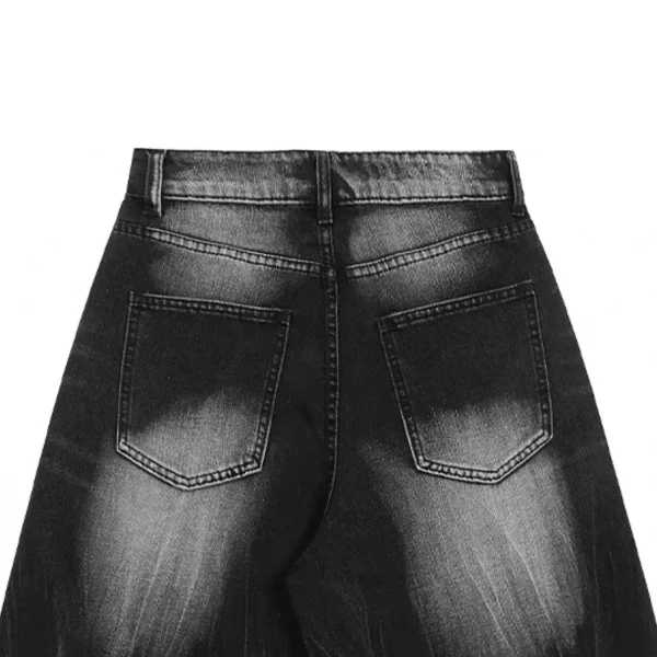 Men's Summer Baggy Jeans Shorts Breathable Loose Wide Leg with Mid Waist Japan Style Solid Pattern Woven Washed Denim - Image 4