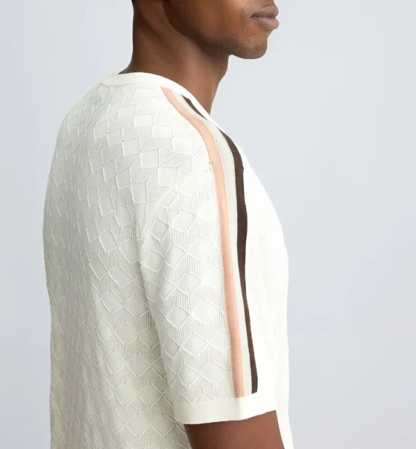 Casual Fashion Men's Jacquard Knit T-Shirt 100% Cotton Short Sleeve Knit Shirt - Image 4