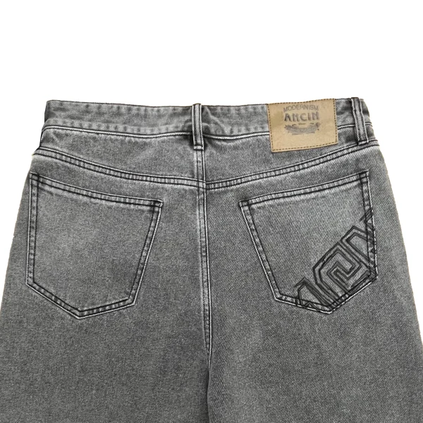 Men's Baggy Denim Pants-Breathable Summer Jorts Mid Waist Straight Style Dark Wash Trousers - Image 4