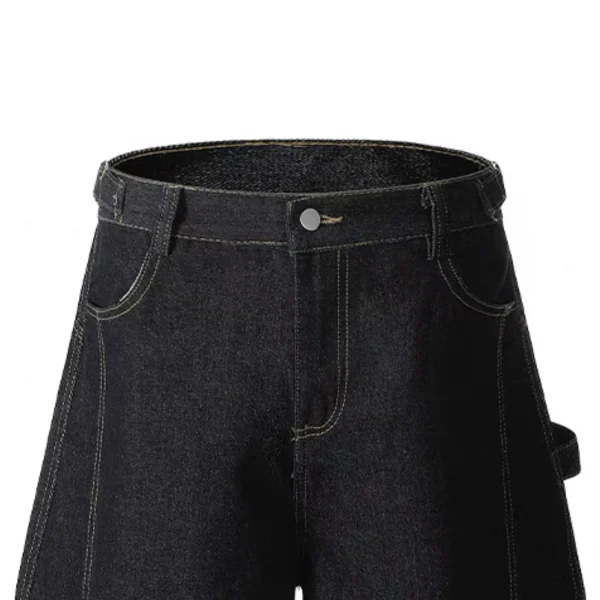 Men's Casual Summer Oversized Knee-Length Denim Shorts Street Wear Clothing with Embroidery Mid Waist Jeans Shorts - Image 3