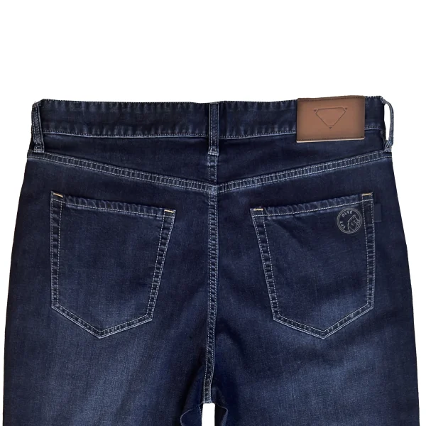 100% Cotton Denim Men's Casual Straight Cargo Pants Indigo Vintage Style for Spring Autumn Mid Waist Dark Washed - Image 4