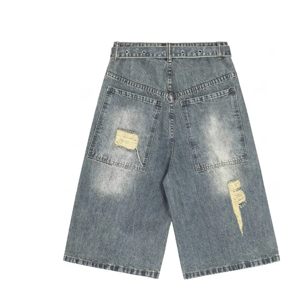 Men's Vintage Style Five Quarter Denim Shorts Loose Fit Breathable Summer Casual Pants Plus Size - Image 2