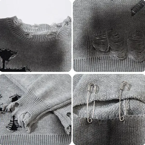 Fashion Casual Street Style Knit Pullover Grunge Cross Knit Sweater Men's Trendy Sweater - Image 5