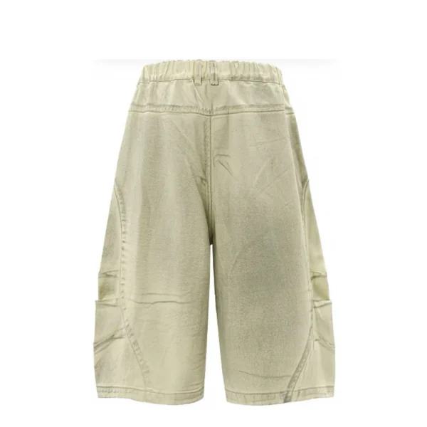 Summer Denim Muddy Shorts for Men and Women Old Stitched Wide Leg with Embroidered Pockets and Breathable Mid Washed Finish