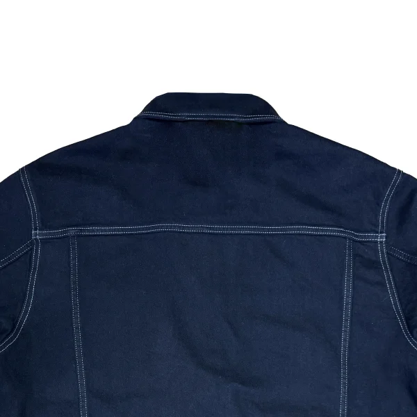 Men's Spring Autumn Denim Jacket with Navy Leather Pocket and Button Decoration Casual Style - Image 4