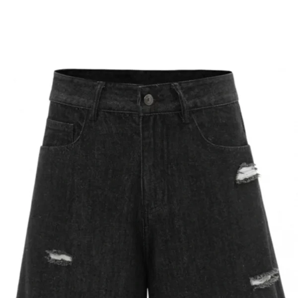 Men's Vintage Casual Denim Shorts with Snake Print Patchwork Woven Boot Cut and Mid Waist Breathable Summer - Image 4