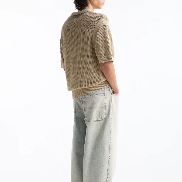 Fashion Casual V-Neck Knit T-Shirt Short Sleeve Open-Knit Polo Shirt Men's Knit Tops - Image 2