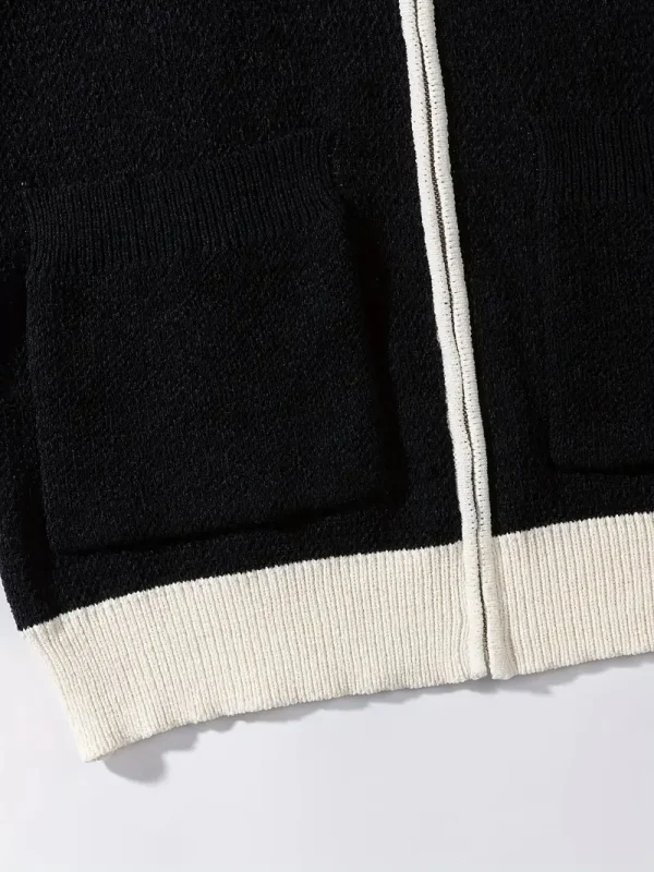 Unisex Street Style Knit Sweater Jacket Casual Loose Zipper Design Long Sleeve 100% Cotton Jacquard Pattern Knit Sweater - Image 6