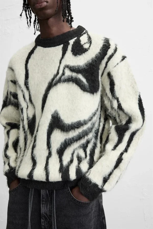 Fashion Premium Mohair Knitted Sweater Crew Neck Wool Blend Mohair Pullover Sweater for Men - Image 3
