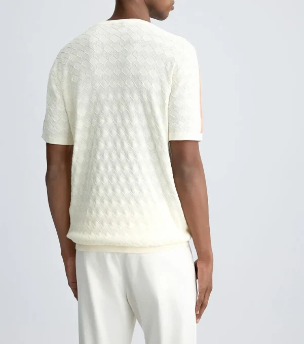 Casual Fashion Men's Jacquard Knit T-Shirt 100% Cotton Short Sleeve Knit Shirt - Image 3