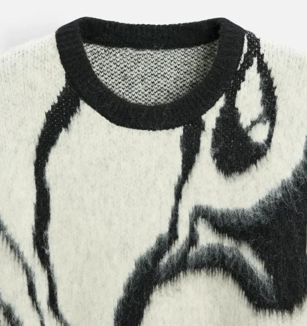 Fashion Premium Mohair Knitted Sweater Crew Neck Wool Blend Mohair Pullover Sweater for Men - Image 6