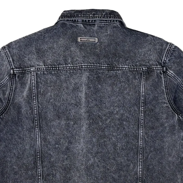 High Quality Vintage Streetwear Fitted Denim Jacket Black Spring Autumn Embroidered and Washed with Button Decoration - Image 4