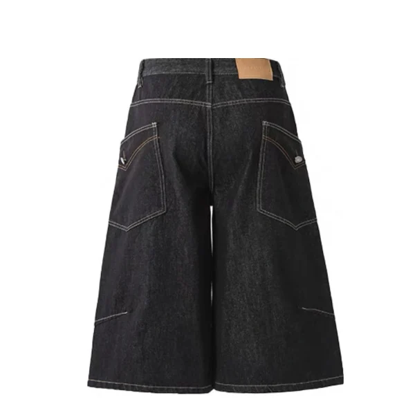 Eco-Friendly Thick Raw Denim Shorts Color Fade Proof Vintage Style Leopard Crystal Light Mid Wide Leg Pants for Summer - Image 2