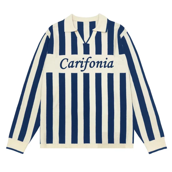 100% Cotton Men's Knit Striped Sweater for Polo Jacquard Design Pattern for Winter - Image 3