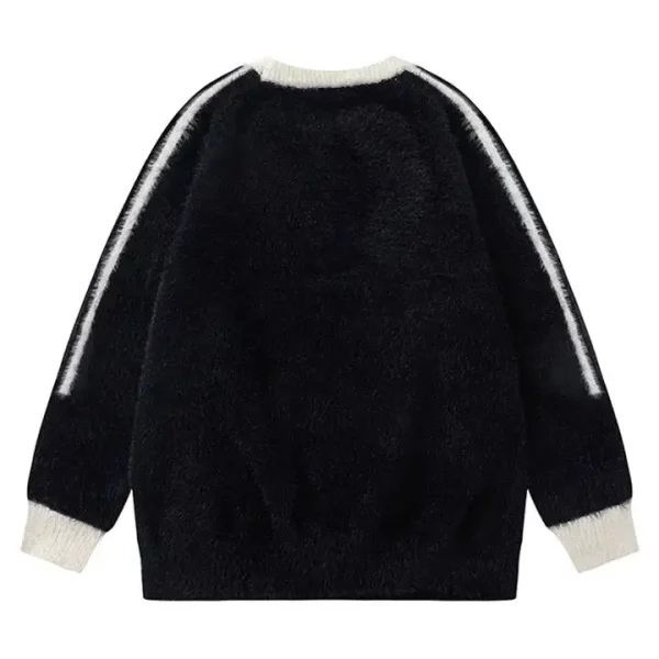 Design Pattern Fuzzy Mohair Knit Sweater Mink Yarn Casual Fashion Men's Sweater - Image 4