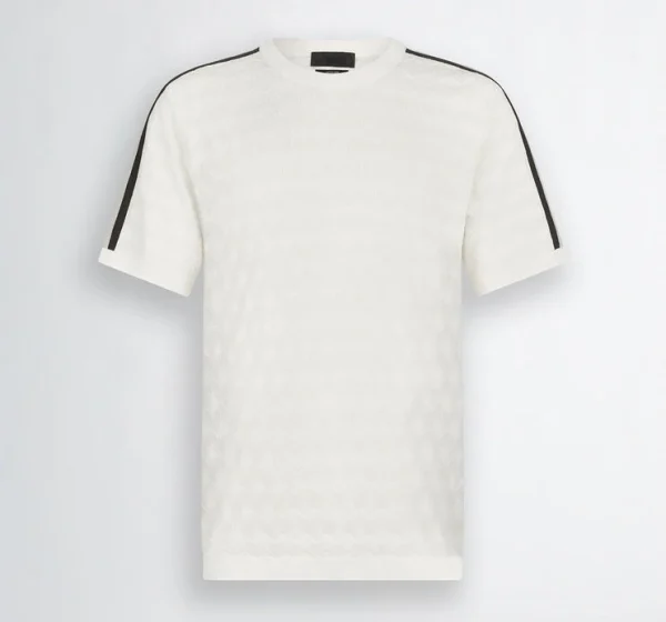 Casual Fashion Men's Jacquard Knit T-Shirt 100% Cotton Short Sleeve Knit Shirt - Image 6