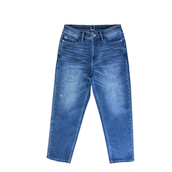 100% Cotton Men's Casual Straight Jeans Mid Waist Enzyme Washed Blue for Spring and Autumn Supply