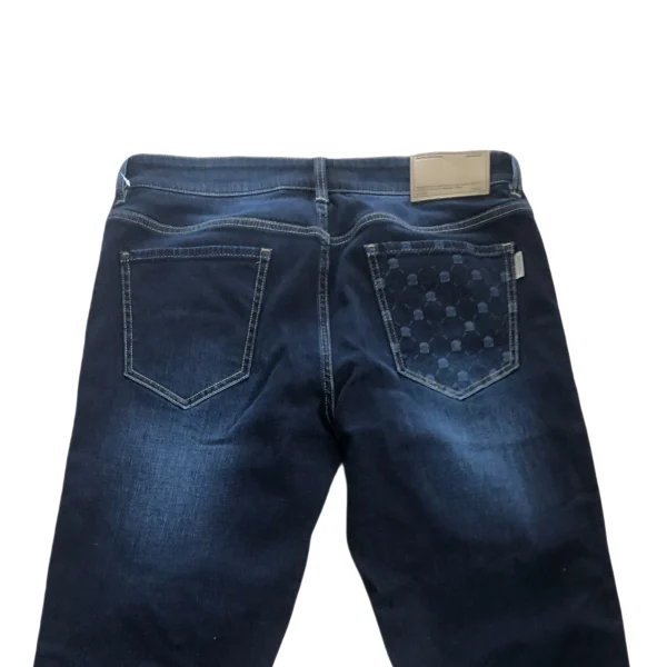 100% Cotton Denim Men's Straight Cargo Pants Ocassional Indigo Vintage Style Mid Waist Dark Washed for Spring - Image 4