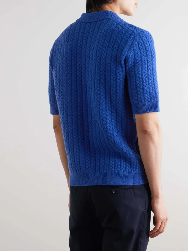Fashion Casual Cable Knit Wool Men's Polo Shirt Fall Breathable Men's Short Sleeve Knit Sweatshirt - Image 2