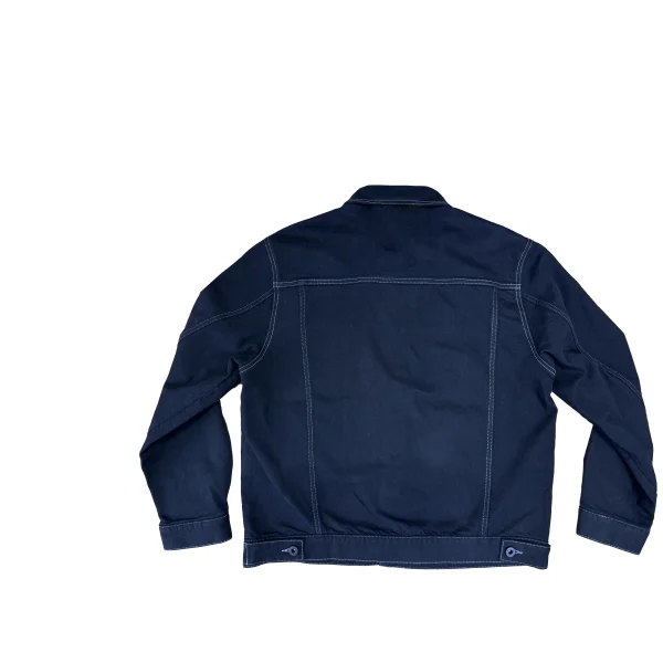 Men's Spring Autumn Denim Jacket with Navy Leather Pocket and Button Decoration Casual Style - Image 2
