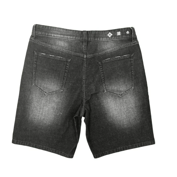 Summer Men's Trendy Denim Shorts Y2K Streetwear Style High Waist Wide Leg Pants Embroidered Loose Fit Dark Casual - Image 2