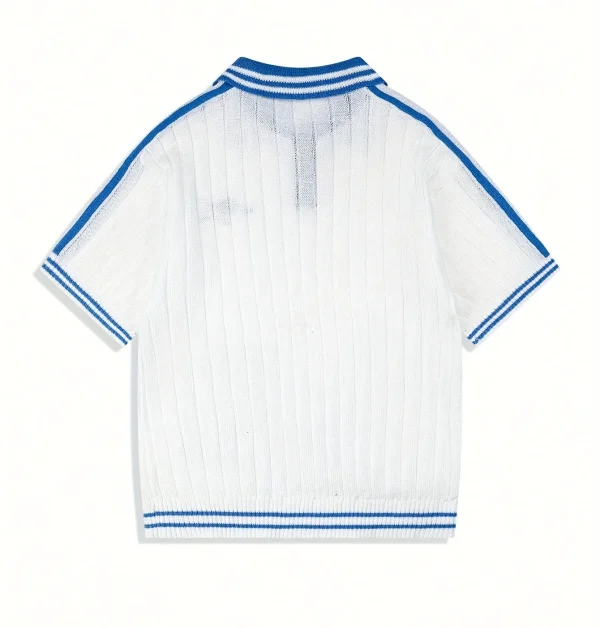 Summer Casual Short Sleeve Knit 100% Cotton Vertical Design Men's POLO Knit Shirt - Image 2