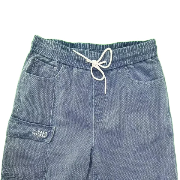 Men's Summer Casual Light Denim Shorts Woven Straight Leg Mid Waist Fit with Embroidered Technics - Image 3