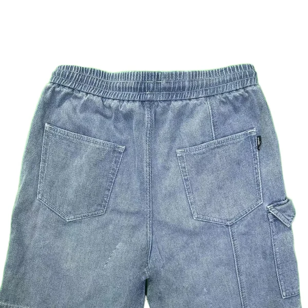 Men's Summer Casual Light Denim Shorts Woven Straight Leg Mid Waist Fit with Embroidered Technics - Image 4