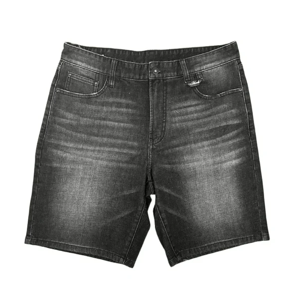 Summer Men's Trendy Denim Shorts Y2K Streetwear Style High Waist Wide Leg Pants Embroidered Loose Fit Dark Casual