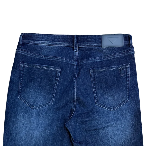 100% Cotton Men's Casual Straight Jeans for Spring Autumn Mid Waist Dark Wash Enzyme Washed Denim Streetwear - Image 4