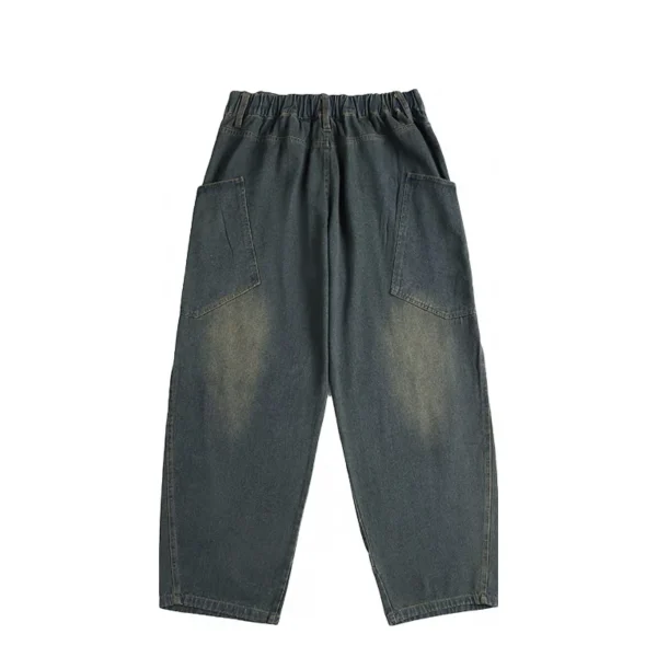 American Retro Vintage Men's Micro Flared Jeans Trendy High Street Loose Yellow Mud Dyed Washed Straight Leg Pants Denim Winter - Image 2