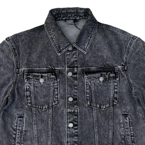 High Quality Vintage Streetwear Fitted Denim Jacket Black Spring Autumn Embroidered and Washed with Button Decoration - Image 3