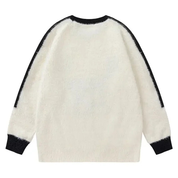 Design Pattern Fuzzy Mohair Knit Sweater Mink Yarn Casual Fashion Men's Sweater - Image 2
