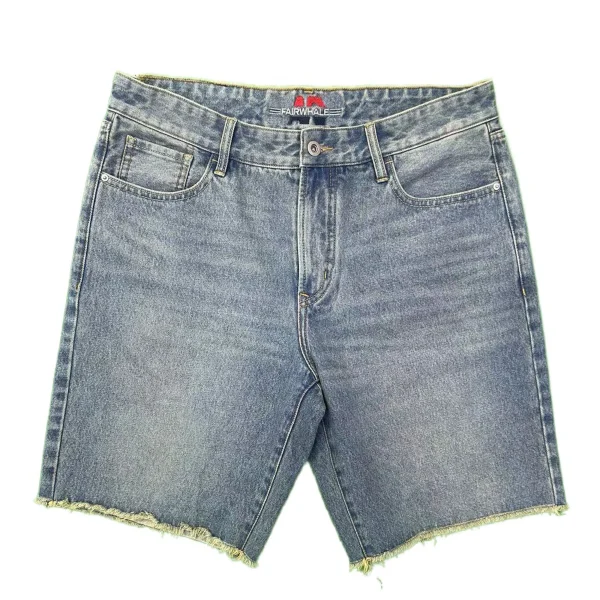 Summer Men's Casual Denim Shorts Y2K Vintage Style Loose Embroidered Design Light Mid/Low Wide Leg Pants Cargo Shorts