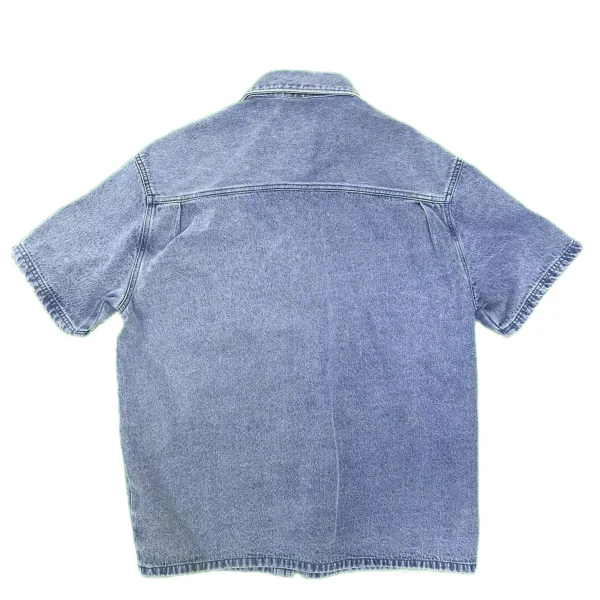 Men's Summer Casual Short Sleeve Denim Shirt with Embroidery - Image 2