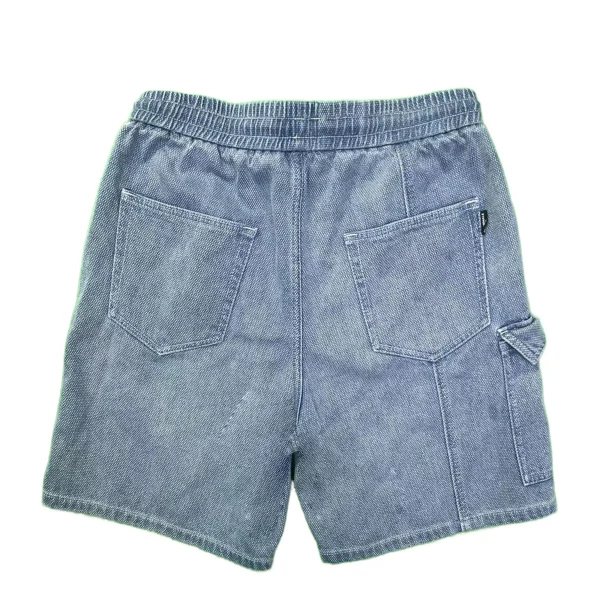 Men's Summer Casual Light Denim Shorts Woven Straight Leg Mid Waist Fit with Embroidered Technics - Image 2