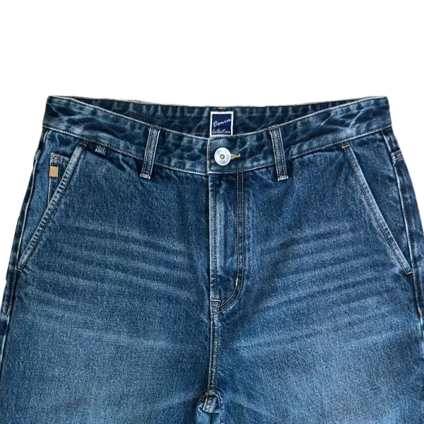 Autumn Men's Trendy Indigo Jeans 100% Cotton Denim Mid Waist Straight Style Casual Design - Image 3