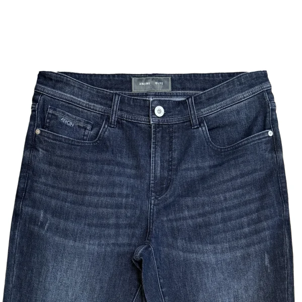 100% Cotton Men's Casual Straight Jeans for Spring Autumn Mid Waist Dark Wash Enzyme Washed Denim Streetwear - Image 3