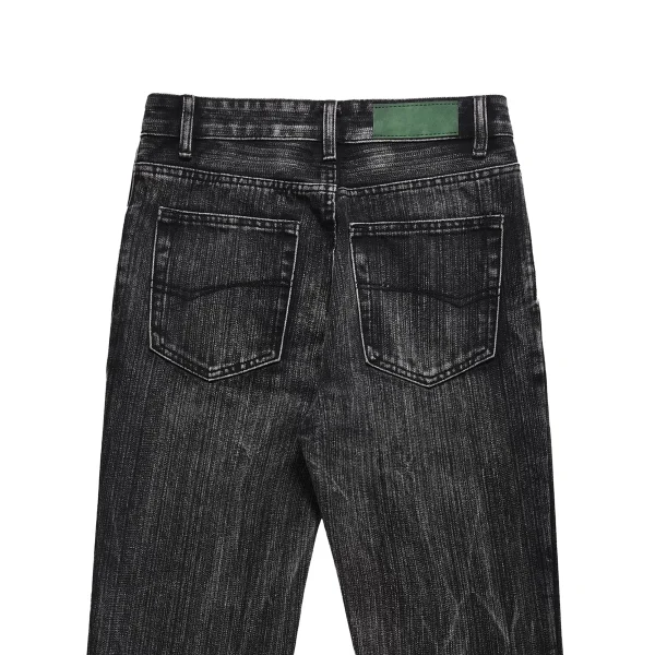 Autumn Men's Straight Flare Baggy Black Jeans Moustache Effect Hip Hop Vintage Style Dark Washed Denim Button - Image 4