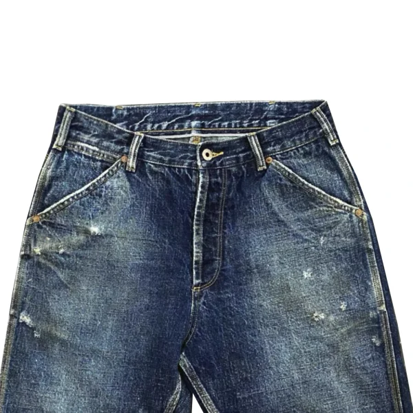 Casual Summer Denim Shorts Five-Point Laser Watermark Open Front International Station Mid Waist Straight Weaved Woven Jeans - Image 4