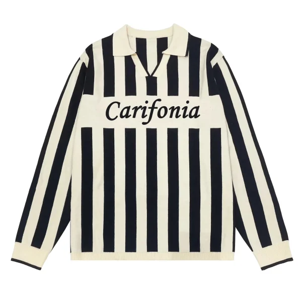 100% Cotton Men's Knit Striped Sweater for Polo Jacquard Design Pattern for Winter