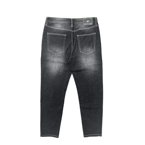 Autumn Men's Trendy Distressed Straight Jeans Vintage Hip Hop Streetwear with Embroidered Style Black Dark Wash