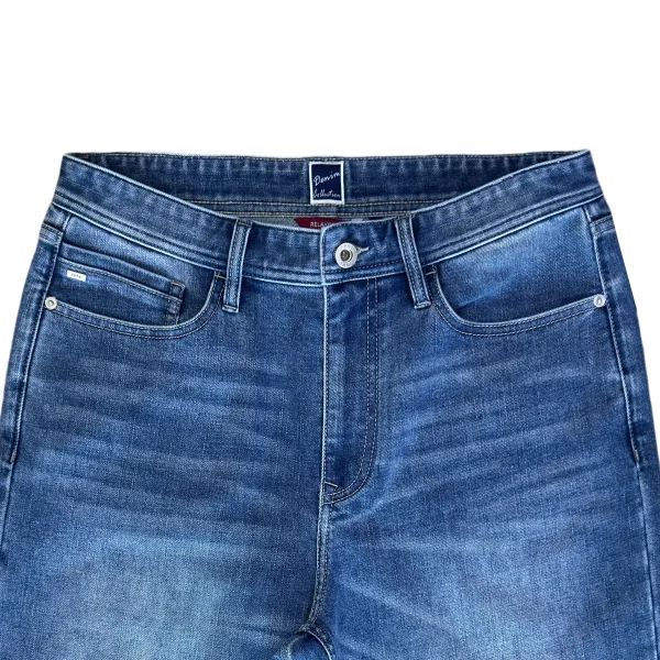 100% Cotton Men's Casual Straight Jeans Mid Waist Enzyme Washed Blue for Spring and Autumn Supply - Image 3