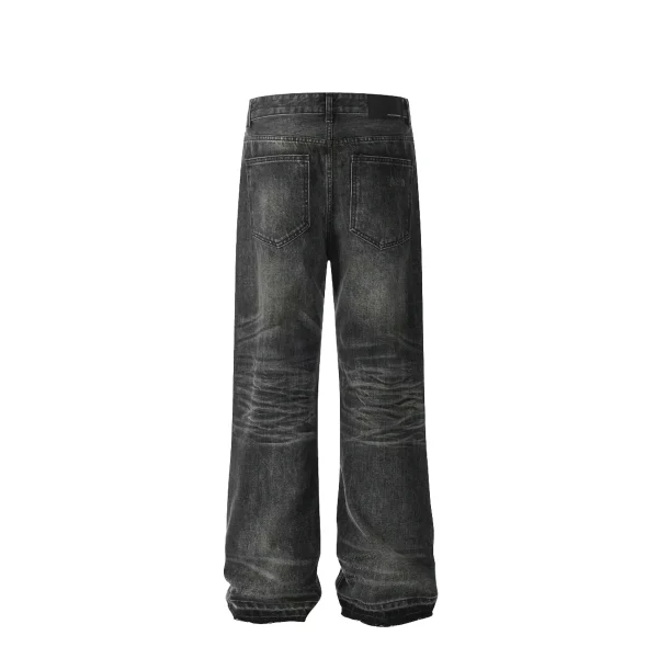 American High Street Style Trendy Breathable Solid Loose Washed Denim Wide Leg Pants Cross-Border - Image 2